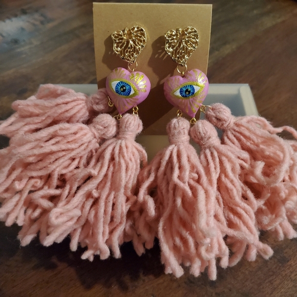 Statement lightweight earringsNatural wool organic(nature colored) - Picture 3 of 8